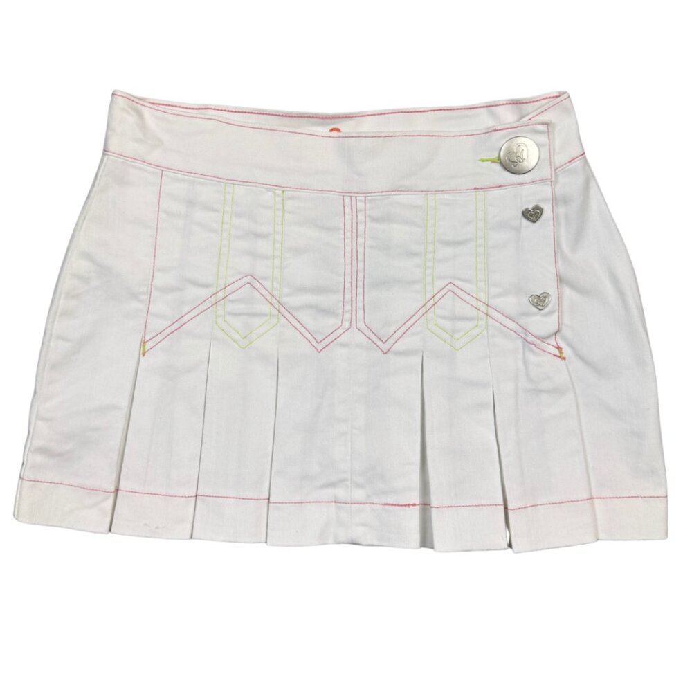 A Jeans White Pleated Mini Skirt Y2K Size 7